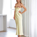 Maria Satin Maxi Dress - Yellow