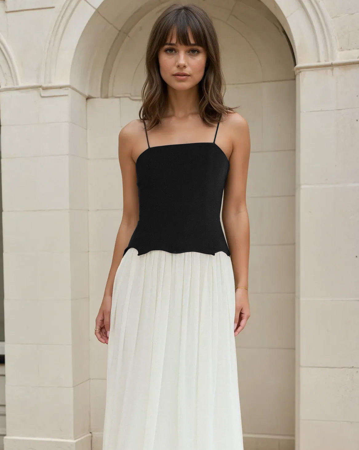 Mariana Maxi Dress Black Beige Front