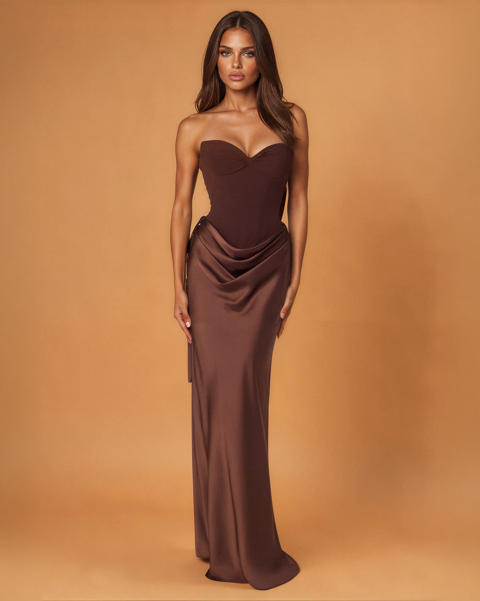 Mariana Corset Gown Espresso front