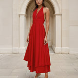 Maribel Halterneck Maxi Dress Red Front
