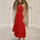 Maribel Halterneck Maxi Dress Red Front