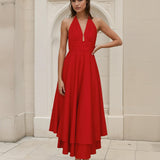 Maribel Halterneck Maxi Dress Red Front