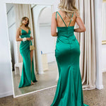 Marie Satin Gown - Green