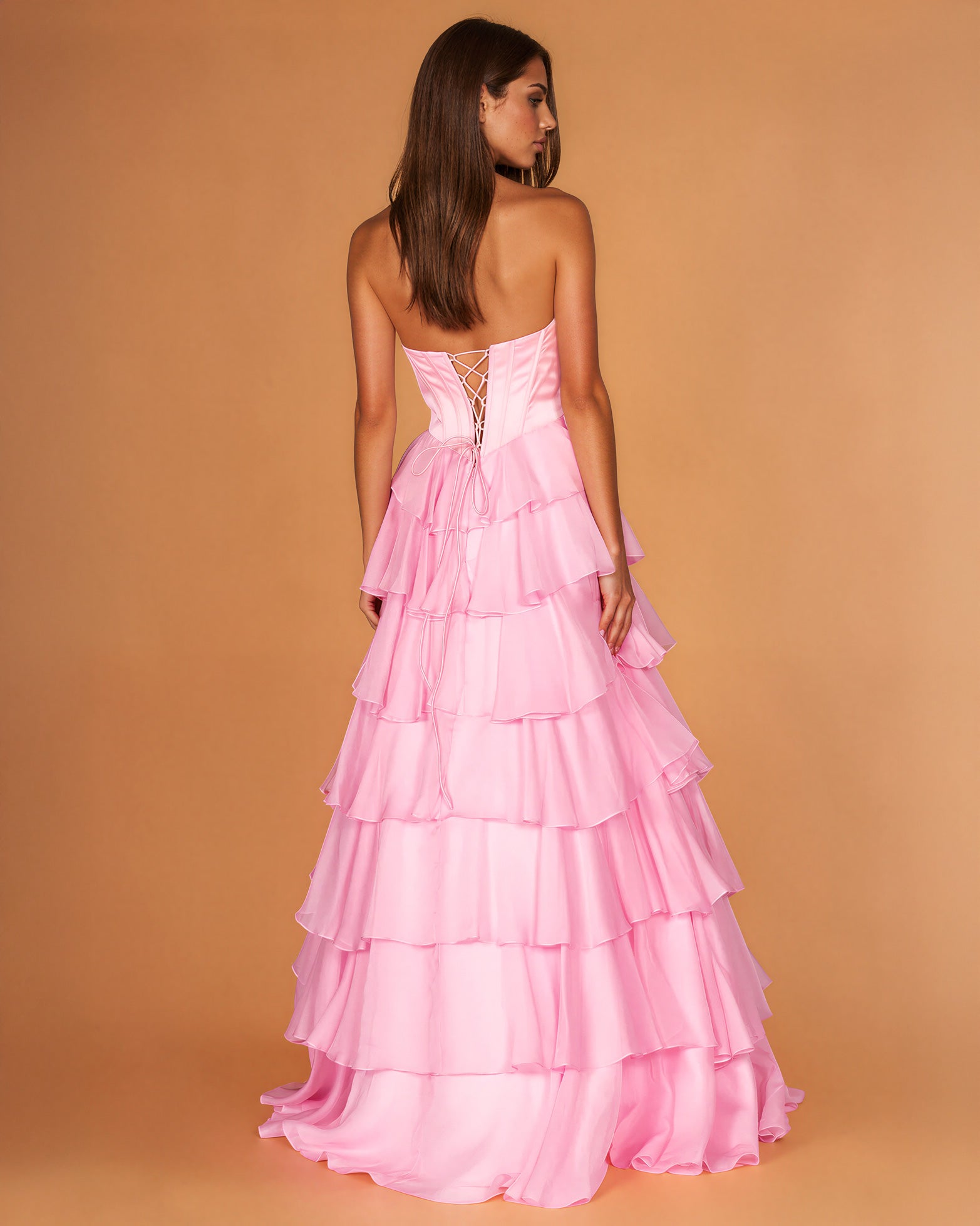 Mariella Layered Corset Gown Pink Back
