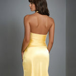 Marigold Satin Mini Dress Yellow Back