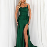 Marleen Corset Satin Gown - Emerald