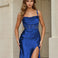 Marleen Corset Satin Gown Cobalt Front