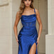 Marleen Corset Satin Gown Cobalt Front