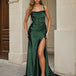 Marleen Corset Satin Gown Green Front 