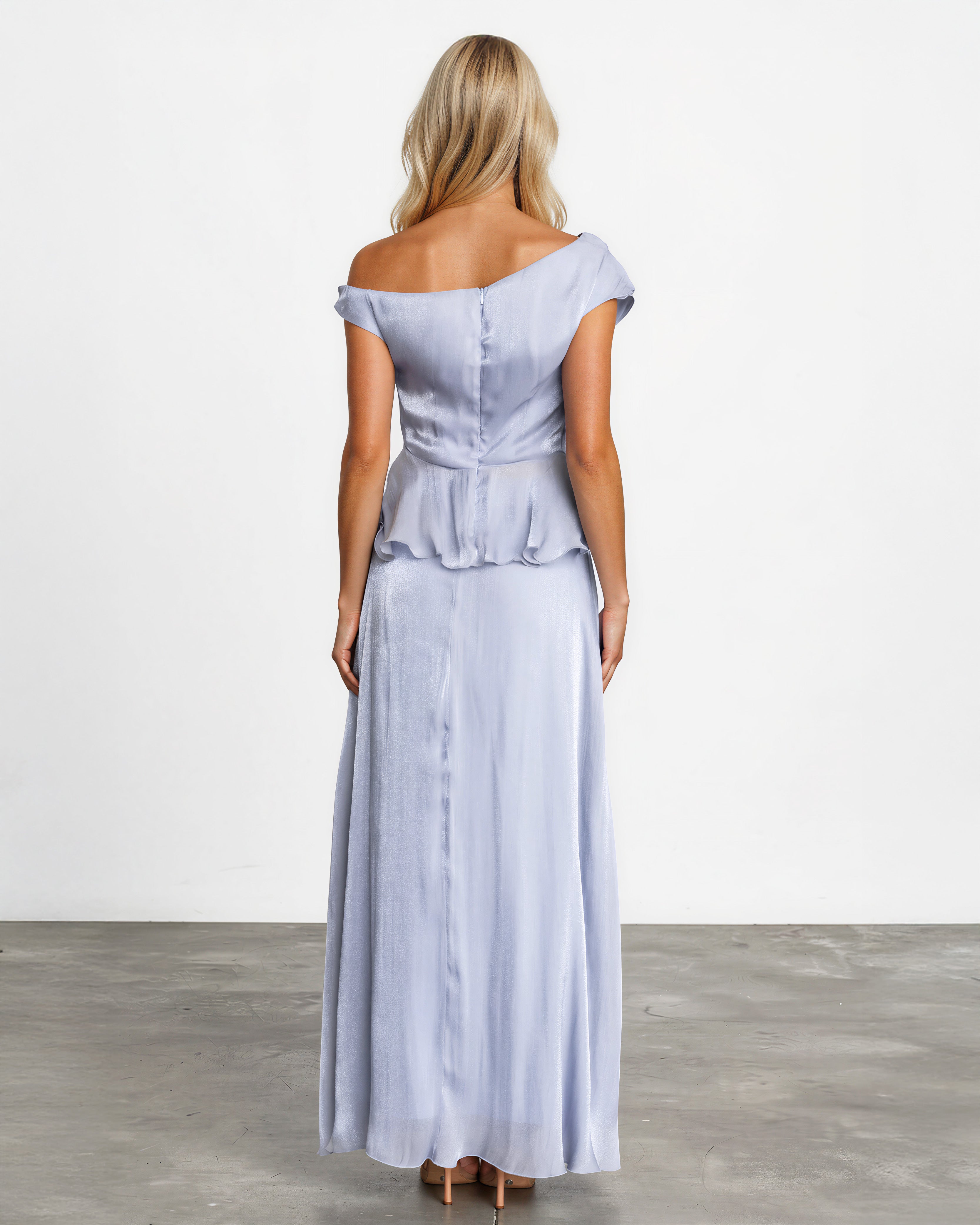 Marley Organza Top & Skirt Set Dusty Blue back