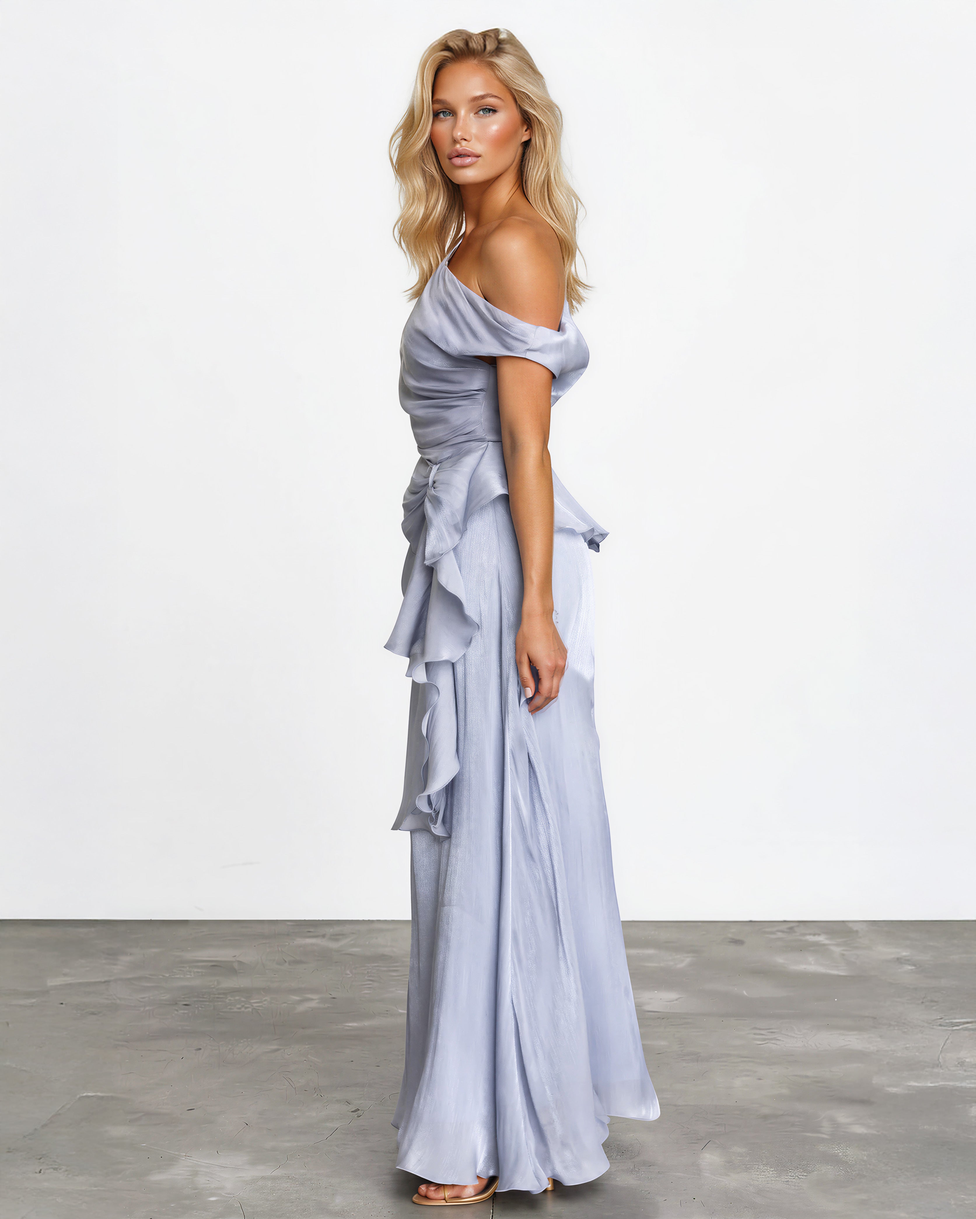 Marley Organza Top & Skirt Set Dusty Blue side