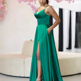 Marlia Corset Satin Gown - Emerald