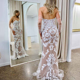 Matilda Strapless Lace Gown - White/Nude