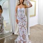 Matilda Strapless Lace Gown - White/Nude