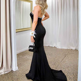 Meghan Strapless Diamonte Gown - Black