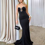 Meghan Strapless Diamonte Gown - Black