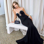 Meghan Strapless Diamonte Gown - Black