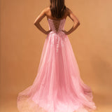 Melina Tulle Corset Gown Pale Pink Back