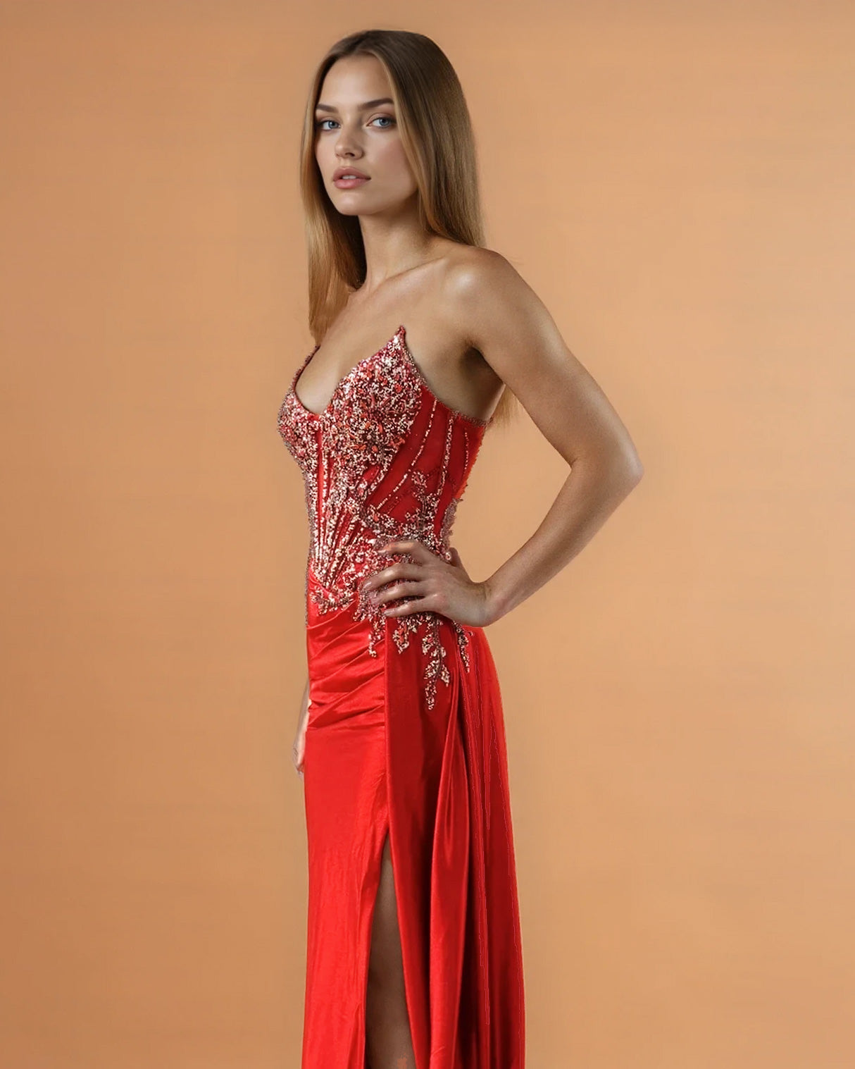 Giordana Corset Gown Red Side