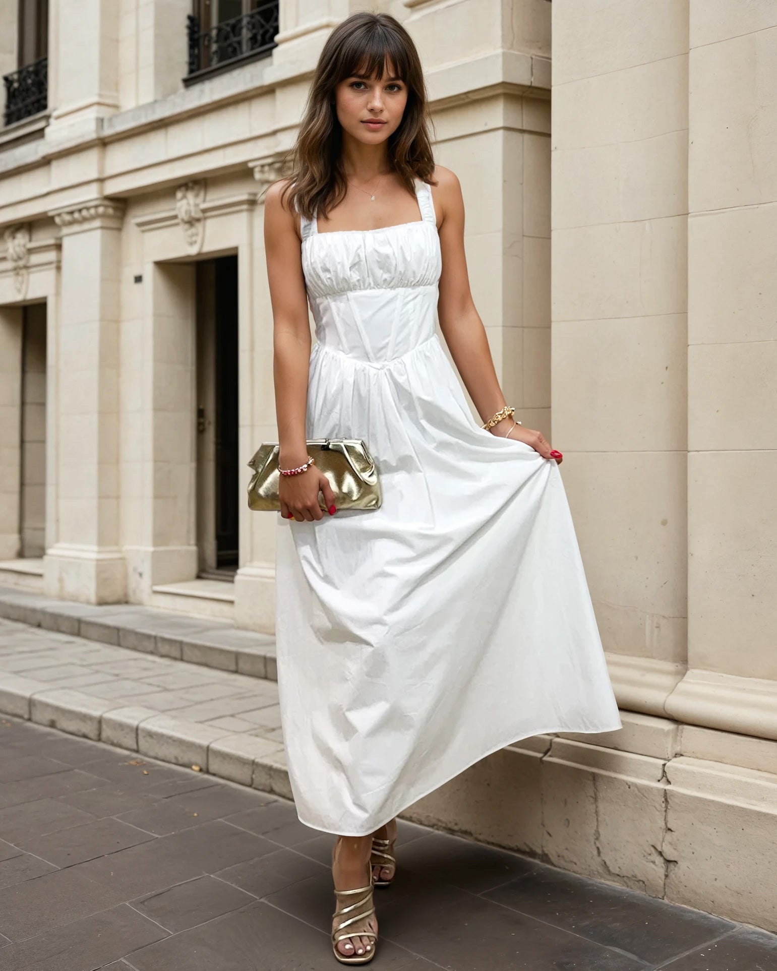 Noemi Halterneck Maxi Dress White Front