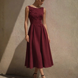 Natasha Midi Dress Wine FRONT