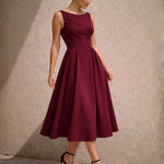 Natasha Midi Dress Wine FRONT