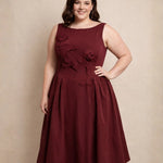 Natasha Midi Dress Wine FRONT