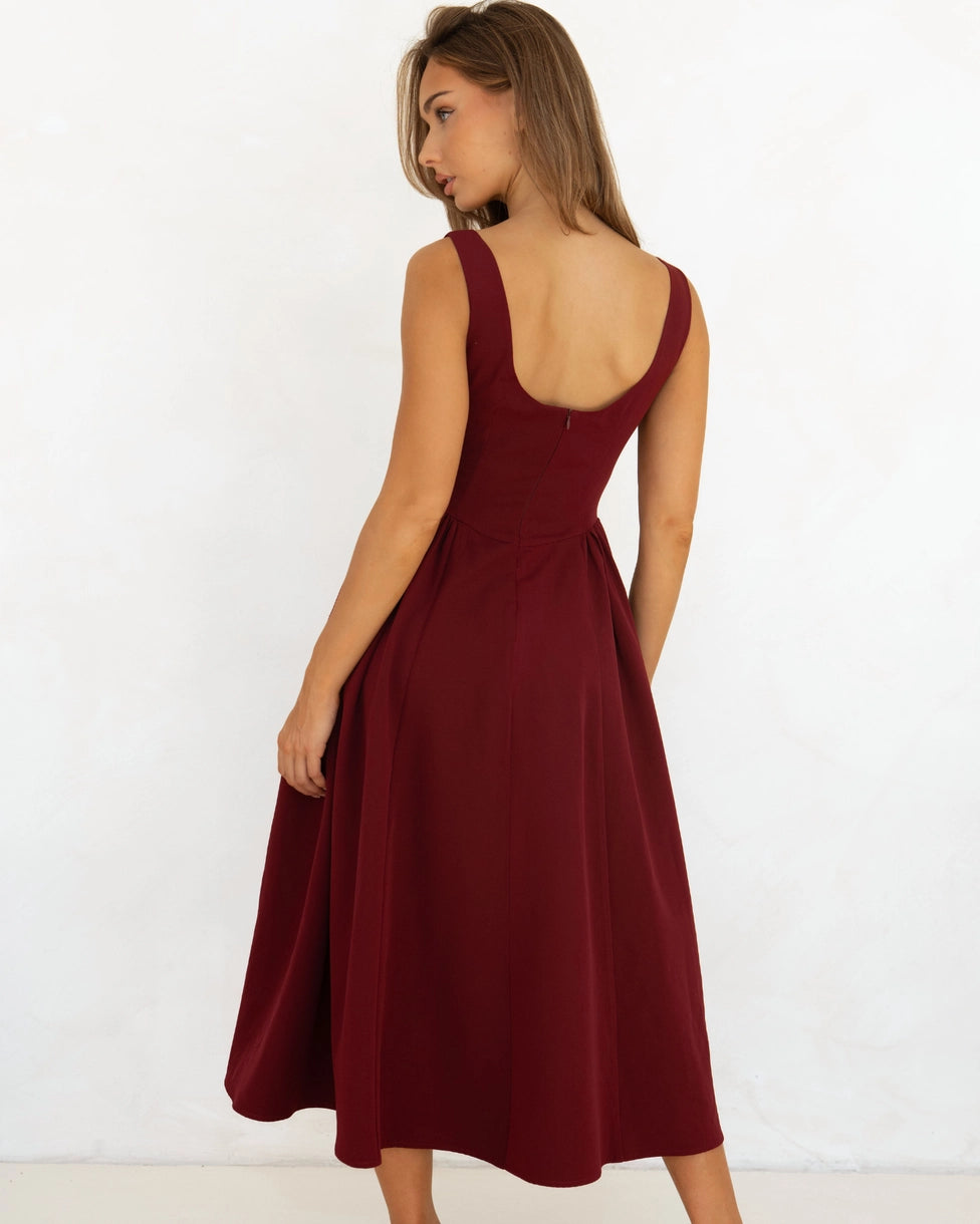 Natasha Midi Dress Wine back