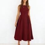 Natasha Midi Dress Wine FRONT