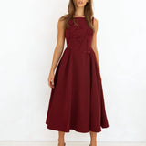 Natasha Midi Dress Wine FRONT