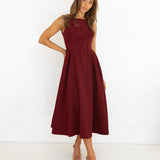 Natasha Midi Dress Wine FRONT