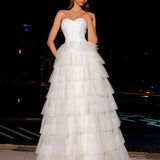 Celeste Layered Strapless Ball Gown - Ivory