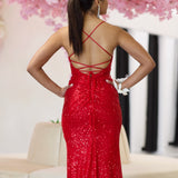 Neveda Sequin Gown - Red