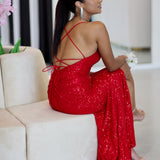 Neveda Sequin Gown - Red