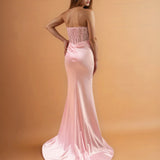 Niki Corset Satin Gown Pink Back