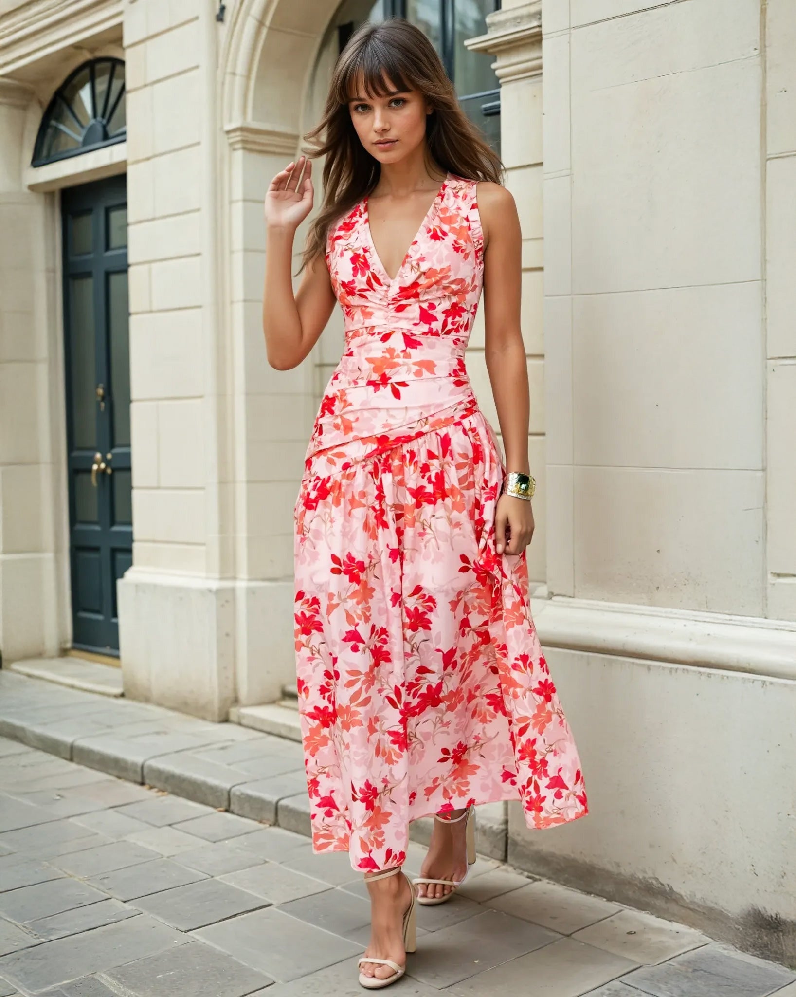 Nova Maxi Dress Red Print Front