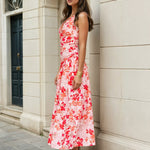 Nova Maxi Dress Red Print Side
