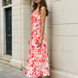 Nova Maxi Dress Red Print Side