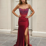 Odette Strapless Corset Gown - Ruby