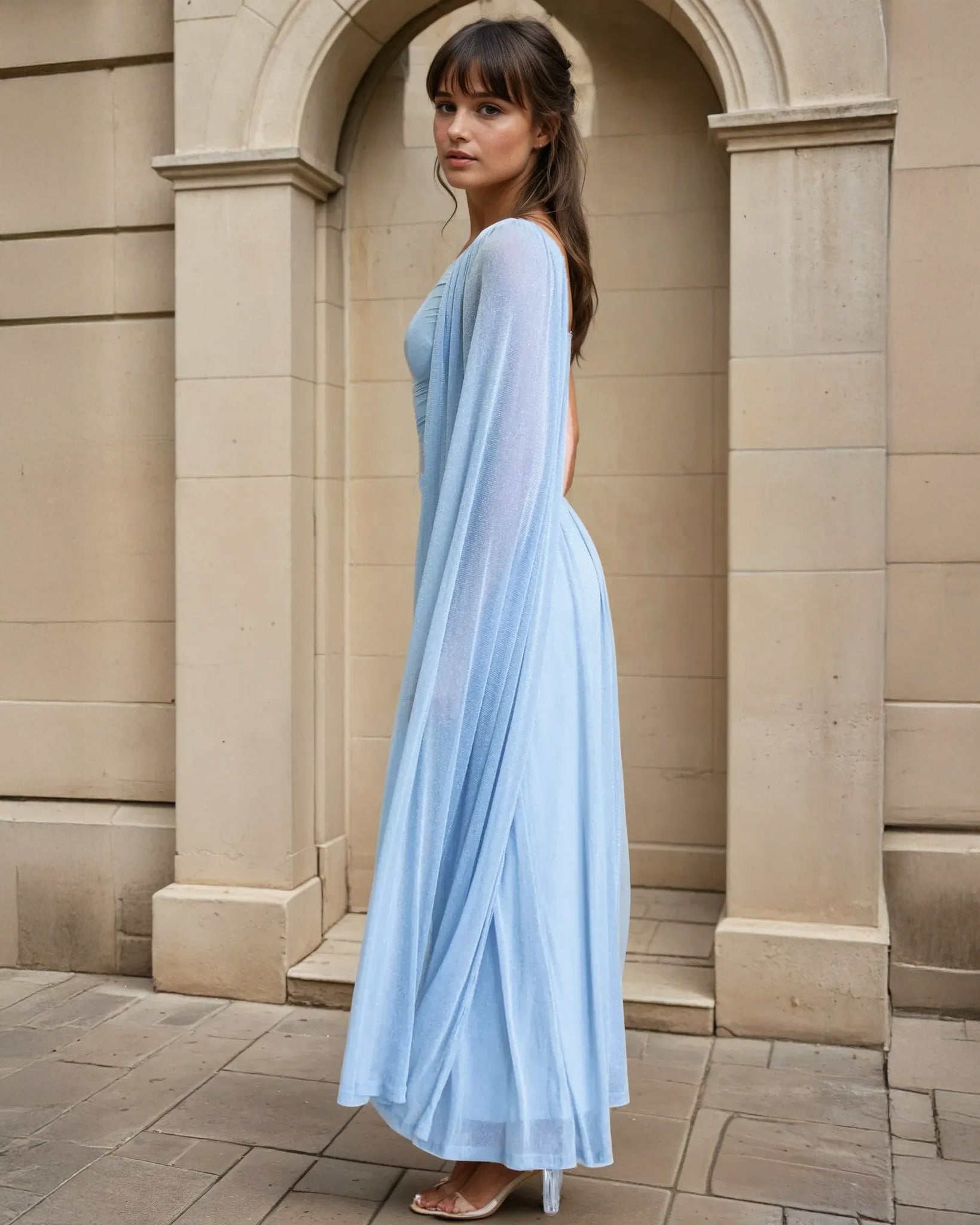 Ondina Mesh Maxi Dress Blue Side