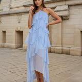 Ophelia Ruffle Maxi Dress Blue Front