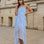 Ophelia Ruffle Maxi Dress Blue Front