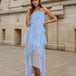 Ophelia Ruffle Maxi Dress Blue Front