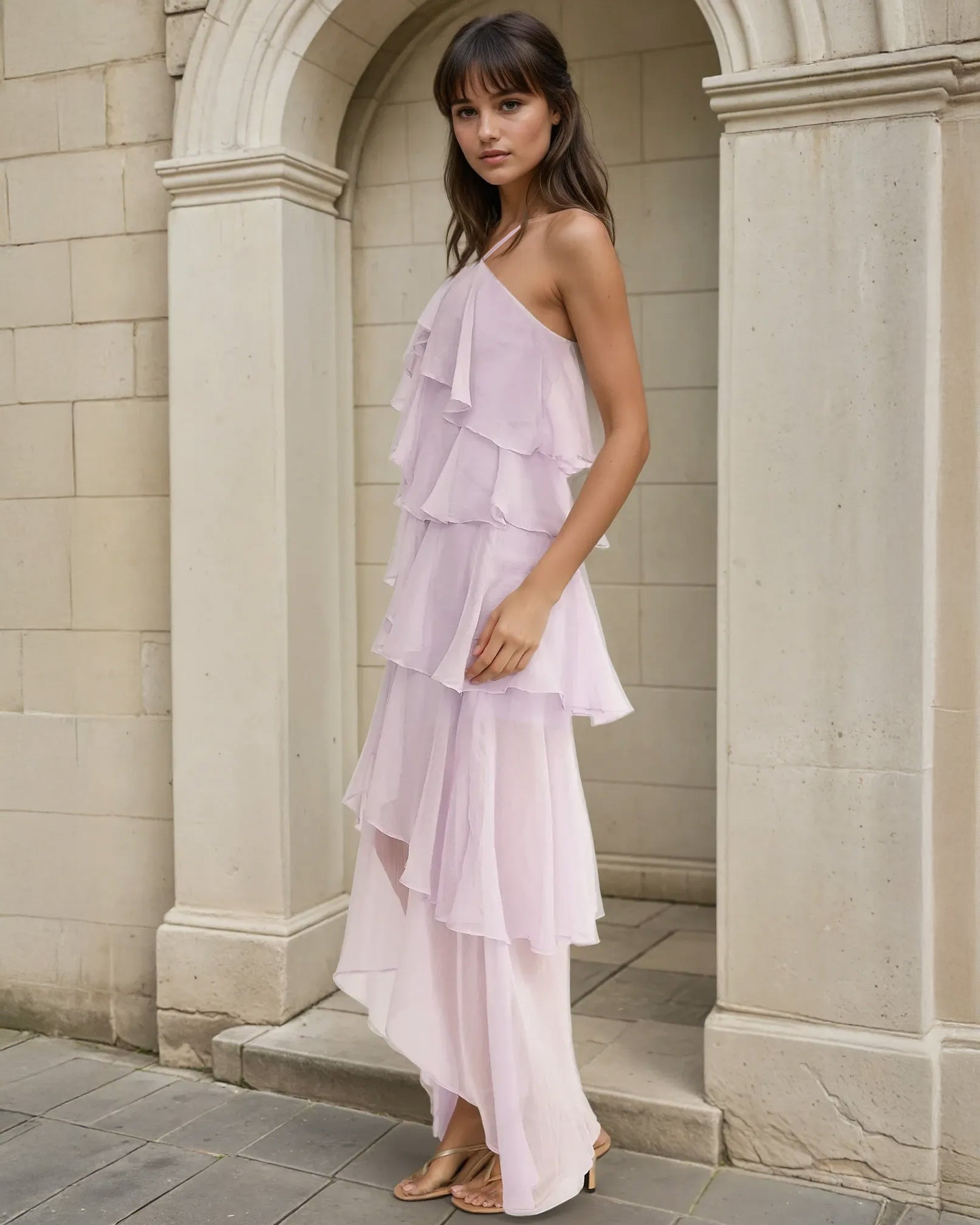 Ophelia Ruffle Maxi Dress Lilac Side