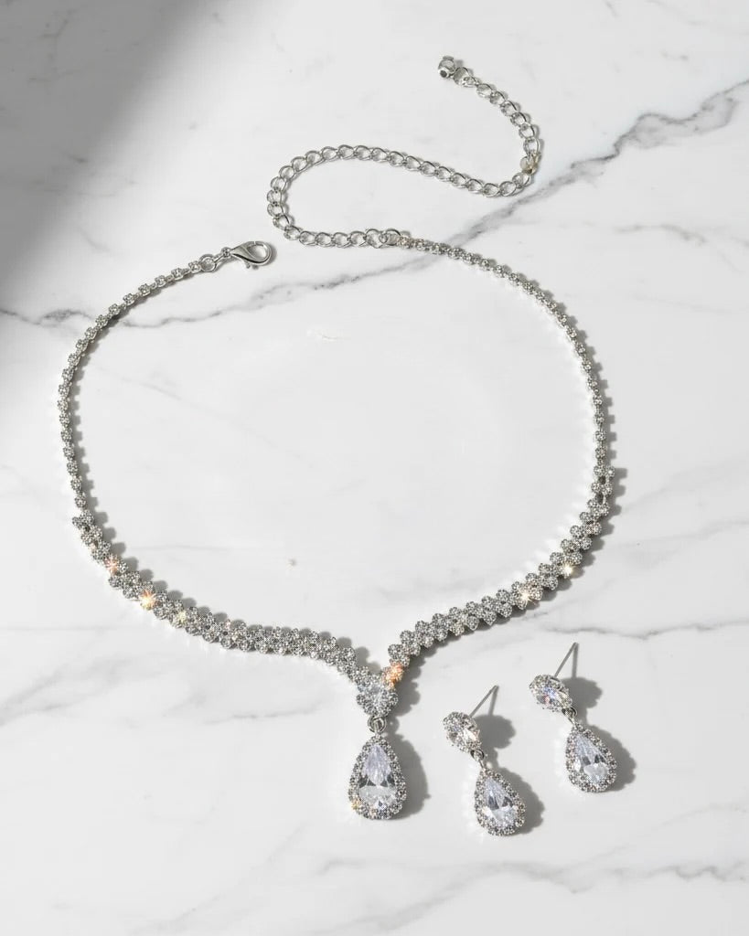 orbit silver necklace earrings