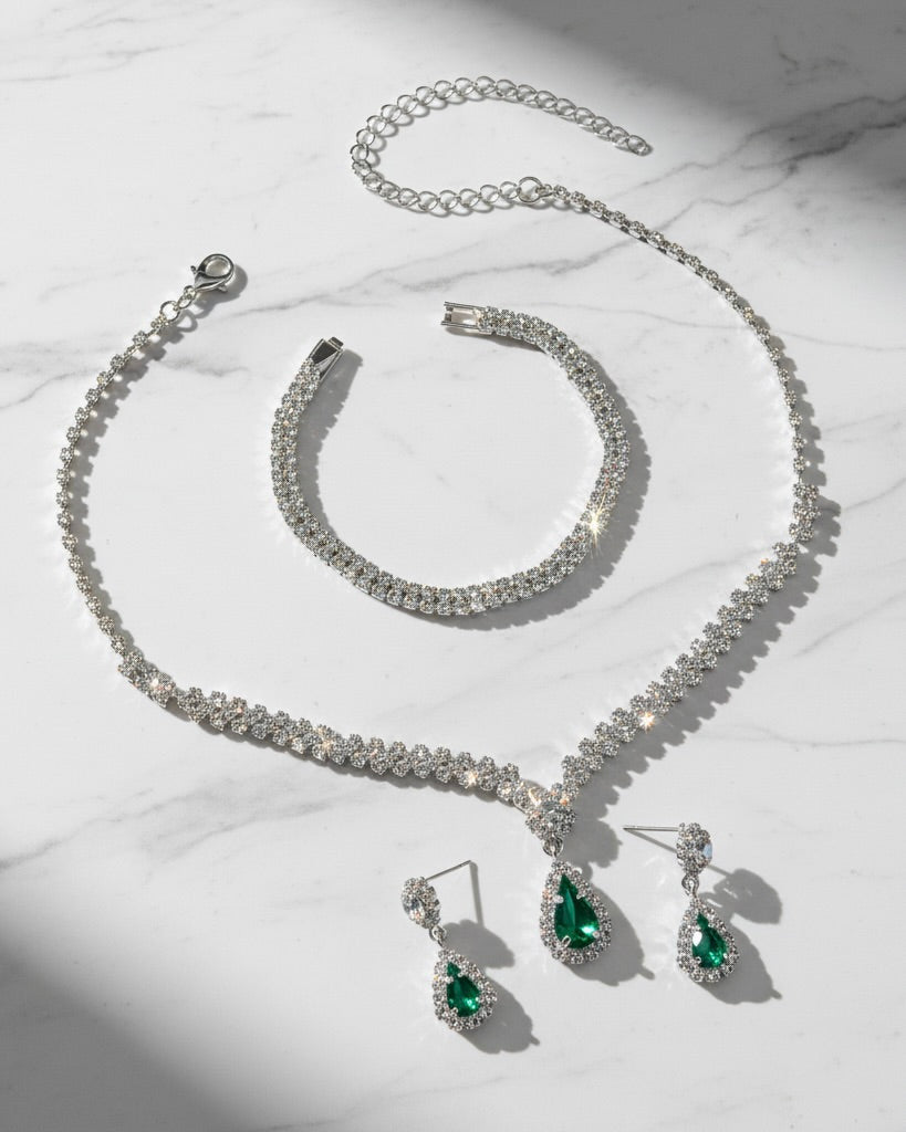 Orbit 3 Piece Jewellery Set Green