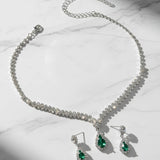 Orbit Teardrop 2 Piece Jewellery Set - Green