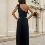 Pandora One Shoulder Ruffle Maxi Dress - Black