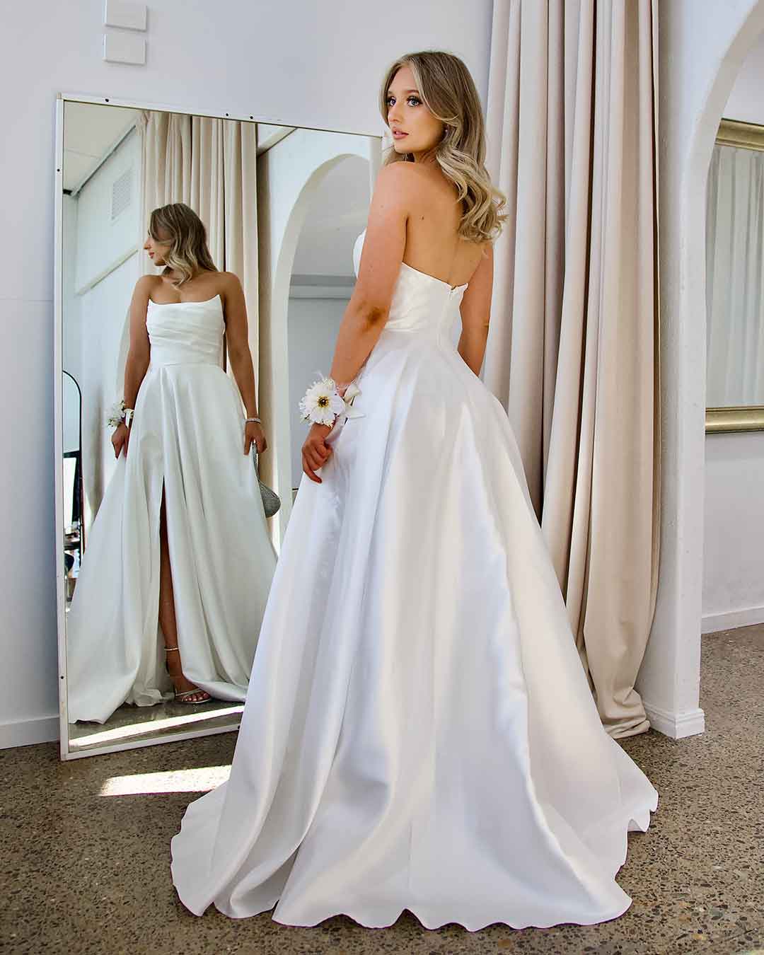 Paola Strapless Gown - White