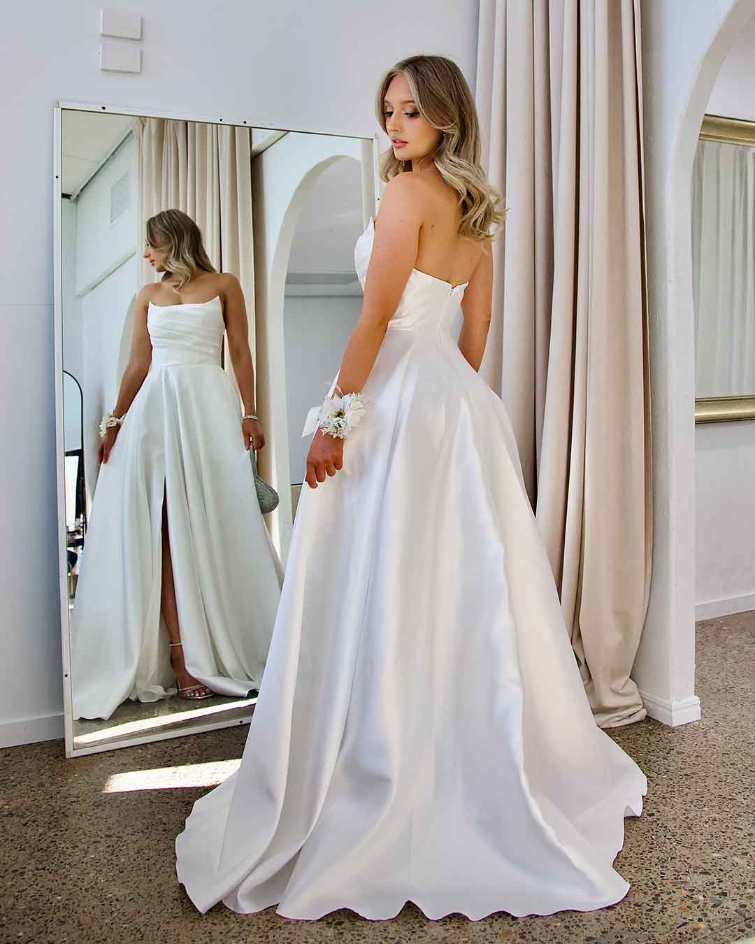 Paola Strapless Gown - White